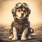 illustration aviator dog wear leather clothes and goggle ai generated