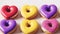 An Illustration Of An Awe - Inspiring And Majestic Display Of Donuts In The Shape Of Hearts AI Generative