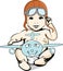 Illustration of a baby adventurer aviator