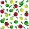 Illustration for a background from, apples red green and light green and also leaves large size