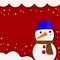 Illustration background red Christmas cartoon Olaf snow