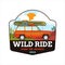 illustration of badge with automobile with camping equipment in woods and text Wild Ride Enjoy The Journey 2022