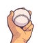 Illustration of baseball held in hand