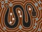 A illustration based on aboriginal style of dot painting depicting snake