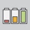 Illustration of battery levels isolated technology