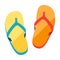Illustration of beach flip flops. Summer image for holiday or vacation.