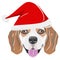 Illustration Beagle with red Christmas hat