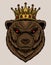 illustration bear head with king crown