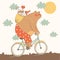 Illustration of bear riding a bicycle