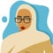 Illustration of a beautiful adult muslim woman wearing lenses
