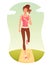 Illustration of a beautiful cartoon girl jogging
