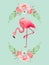 Illustration of Beautiful Flamingo with place for Baby Name for Poster Print, Baby Greetings, Invitation, Children Store
