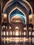 Illustration of Beautiful Interior arches & pillars of a Islamic Mosque with full of stars. Nostalgic Islamic Architecture.