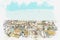 Illustration Beautiful panoramic view of Lisbon in Portugal.