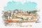 Illustration Beautiful panoramic view of Lisbon in Portugal.