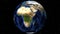 Illustration of Beautiful rotating Earth. View from Space Satellite.World Africa and Europe ground map.Close up from Animation