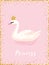 Illustration of Beautiful Swan with Golden Glitter Crown for Poster Print, Baby Greetings, Invitation, Children Flyer