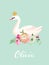 Illustration of Beautiful Swan with place for Baby Name for Poster Print, Baby Greetings, Invitation, Children Flyer