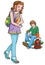 Illustration of beautiful teenage boy and girl