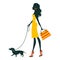 Illustration of a Beautiful woman with dachshund