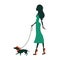 Illustration of a Beautiful woman silhouette with dachshund