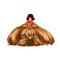 Illustration: The Big Dog and the Little Girl. The little girl sit on the big dog\'s hair and think to make it a pigtail.