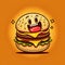 Illustration of a big hamburger on color background. Color meal. Generative AI