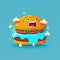 Illustration of a big hamburger on color background. Color meal. Generative AI