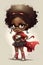 Illustration of a black girl dressed as a superheroine. Generative Ai
