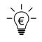Illustration of a black lightbulb with the euro sign inside it representing the rising cost of electricity. Vector illustration.