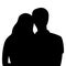 Illustration of a black silhouette of a loving married couple on a white background