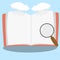 Illustration of Blank Fill Book, magnifying glass