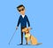 Illustration of a Blind Boy Being Guided by a Seeing Eye Dog