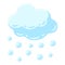 Illustration of blue cloud and hail. Cartoon image of snow.