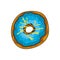 illustration of blue cream flavored Donut design. in a flat vector style