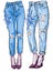 Illustration of blue jeans with embroidery for your design