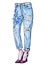 Illustration of blue jeans with embroidery for your design