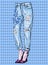 Illustration of blue jeans with embroidery for your design