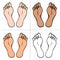 Illustration of body part, plant or sole of right foot, ethnicity