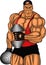 Illustration: bodybuilder with dumbbells