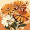 Illustration of a bouquet of daisies on a beige background AI generated