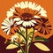 Illustration of a bouquet of daisies on an orange background Generative AI