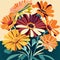 Illustration of a bouquet of daisies in retro style AI generated