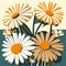 Illustration of a bouquet of daisies in retro style generative AI