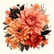 an illustration of a bouquet of orange and black flowers