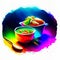 Illustration of a bowl of spicy Thai soup on a colorful background Generative AI