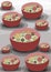 Illustration of a bowl of vegetable and fruit soup, digital painting, 