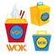 Illustration of boxes for wok food, chinese and japan food.