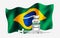 Illustration of Brazil flag with vaccine vial and Syringe. Serie Concept Vaccination