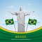 Illustration of Brazil independence day with artistic flag and christ statue and city